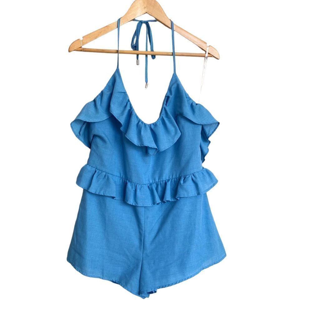 NWT Blue Blush Ruffle Romper Size Medium